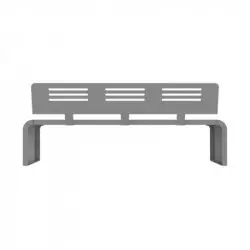 Banc urbain en métal ajouré gris clair vue dos
