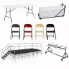 Lot de mobilier événementiel - table chaise chariot et podium Lot de mobilier événementiel - table chaise chariot et podium