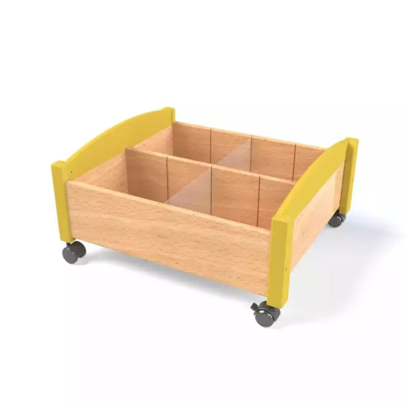 Meuble de rangement bas pour livres finition jaune