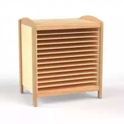 Meuble de rangement papier à dessin pour maternelle vernis