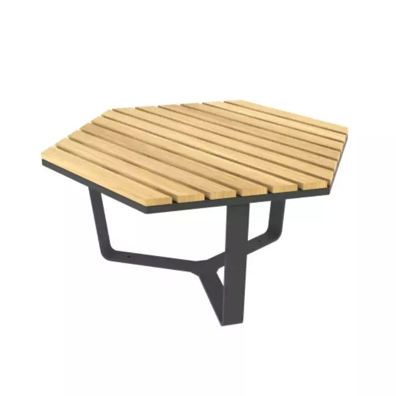 Table basse pour extérieur en acier et bois FSC