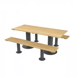 Table bois et métal avec bancs pour extérieur