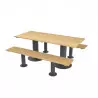 Table bois et métal avec bancs pour extérieur Table bois et métal avec bancs pour extérieur