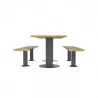 Table pique-nique bois et acier avec assises séparées Table pique-nique bois et acier avec assises séparées