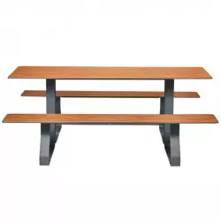 Table pique-nique collectivité en stratifié compact aspect teck Table pique-nique collectivité en stratifié compact aspect teck