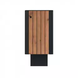 Corbeille de ville HPL lames verticales, finition pin Tyrol, contenance 60 L Corbeille de ville HPL lames verticales, finition pin Tyrol, contenance 60 L