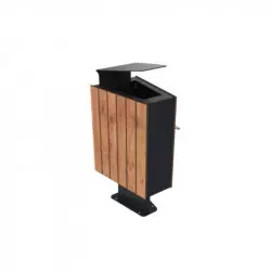 Corbeille en métal et HPL effet lattes pin Tyrol - 60 L