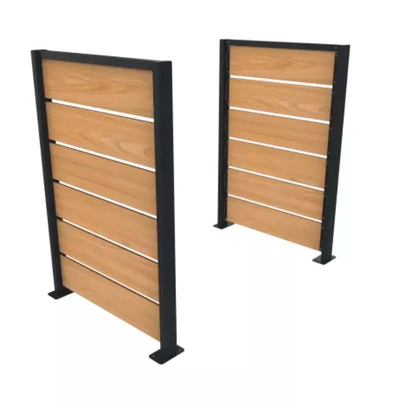 Cache conteneur poubelle 2 pans HPL finition teck