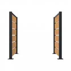 Cache conteneur poubelle extérieur finition HPL teck, 2 pans
