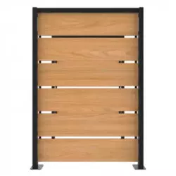 Cache poubelles stratifié compact aspect teck - 2 pans