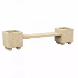 Banquette en béton crépi sable avec jardinières intégrées