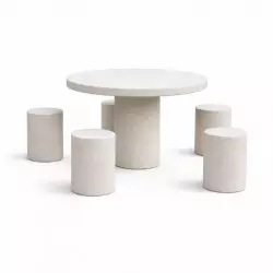 Table ronde en béton pour pique-nique avec 5 assises