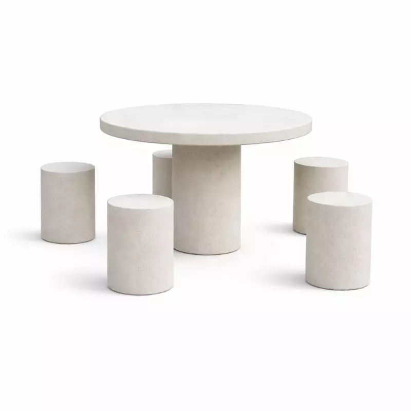 Table ronde en béton pour pique-nique avec 5 assises