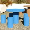 Table de pique nique colorée en bleu avec tabourets assortis Table de pique nique colorée en bleu avec tabourets assortis