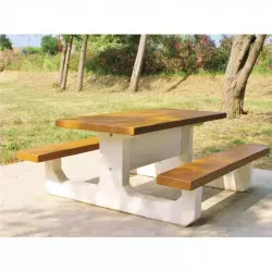 Table pique-nique béton sur une aire forestière Table pique-nique béton sur une aire forestière