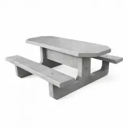Table de pique nique en béton gris naturel octogonale avec bancs