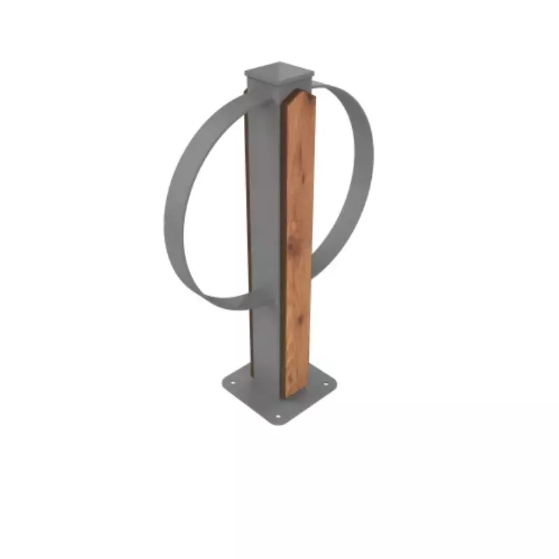 Arceau à vélo en acier gris alu et HPL pin Tyrol