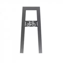 Support cycles 2 places en acier gris 9006 avec signalétique Support cycles 2 places en acier gris 9006 avec signalétique