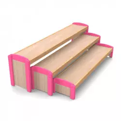 Lot de 3 bancs gigognes pour maternelle, coloris framboise