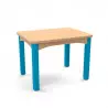 Table scolaire pour maternelle plateau rectangle en hêtre et pieds coloris bleu Table scolaire pour maternelle plateau rectangle en hêtre et pieds coloris bleu