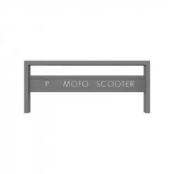 Support moto 2 places avec signalétique coloris gris métal