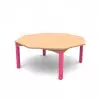 Table scolaire octogonale avec piétement framboise Table scolaire octogonale avec piétement framboise