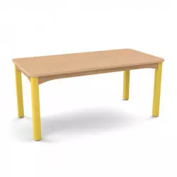 Table scolaire rectangle avec piétement jaune