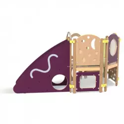 Structure motricité crèche en angle pour enfants à partir de 18 mois - Vert/prune