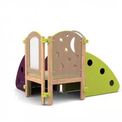 Parcours motricité enfant dès 12 mois - Modèle vert/prune en angle