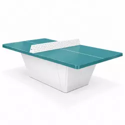 Table de ping-pong en plein air coloris bleu lagon/piétement blanc