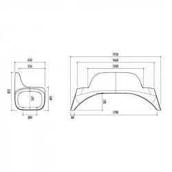 Dimensions du banc polyéthylène