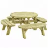 Table pique-nique ronde en bois 8 places Table pique-nique ronde en bois 8 places