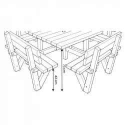 schéma table pique nique carré square schéma table pique nique carré square