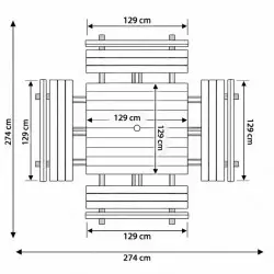 dimensions table bois carrée Square dimensions table bois carrée Square