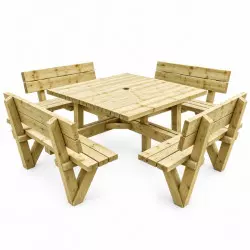 table bois carré pique nique 8 places Square