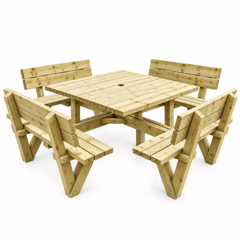table bois carré pique nique 8 places Square