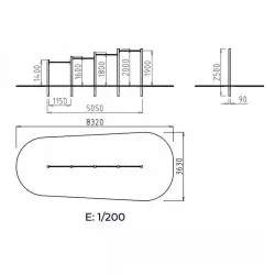 Schéma des dimensions du portique de suspensions