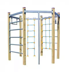 Structure hexagonale à grimper pour aire de jeux extérieur