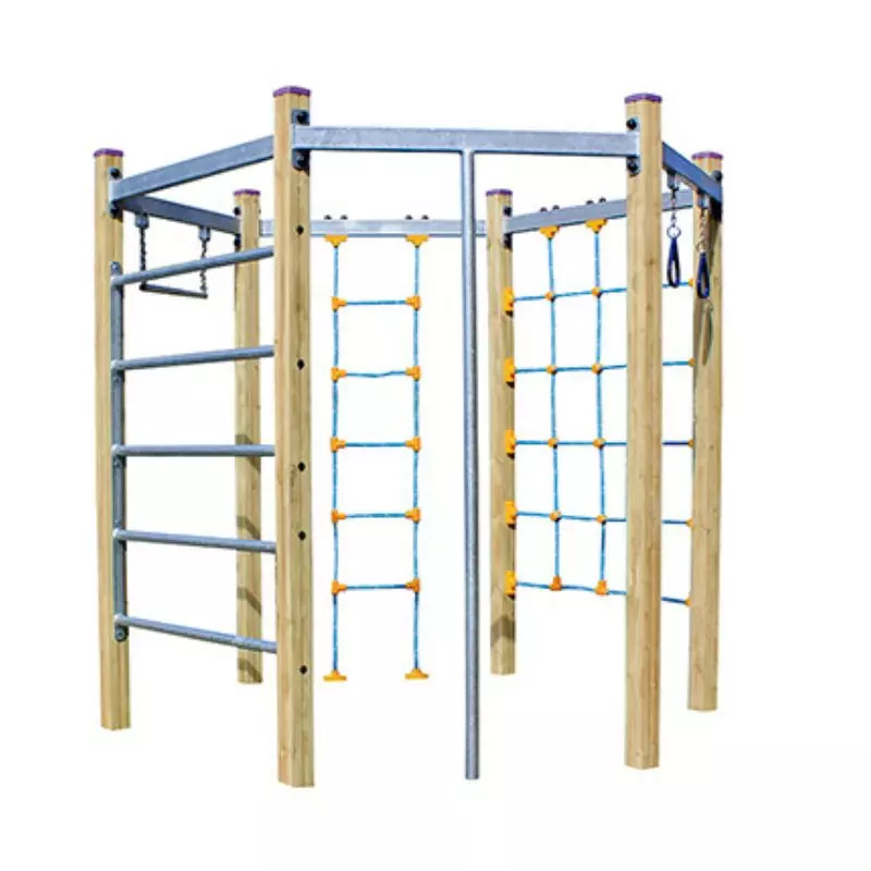 Structure hexagonale à grimper pour aire de jeux extérieur