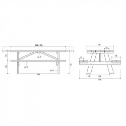 Dimensions de la table de pique-nique en bois Dimensions de la table de pique-nique en bois