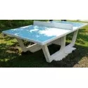 Table rondo ping pong béton bleu