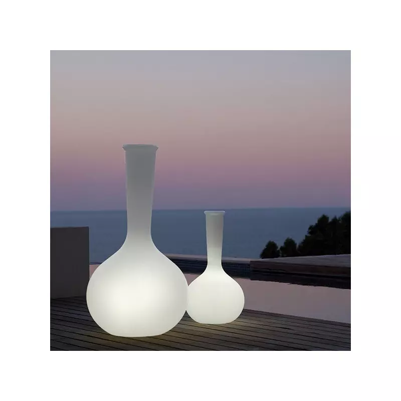 Vase lumineux design fluorescent rond jardin extérieur domus fluo