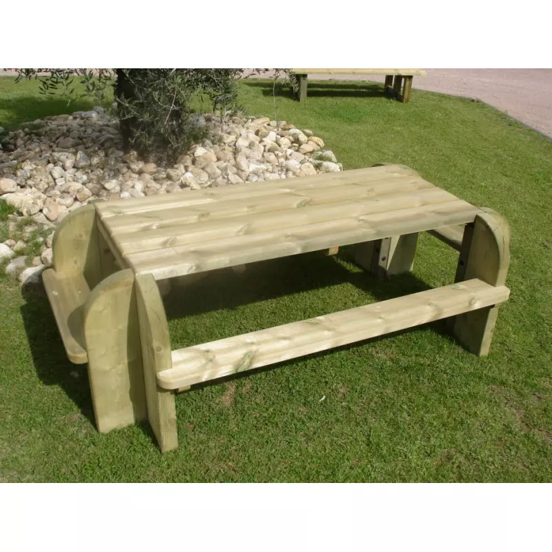 Table de pique-nique 6-8 personnes avec bancs pliables - Pour