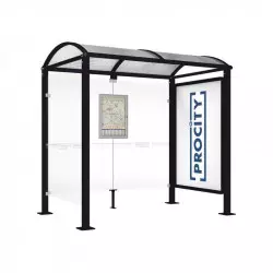 Abribus Voûte PROCITY - Longueur 2500 mm - Avec bardage + vitrine Abribus Voûte PROCITY - Longueur 2500 mm - Avec bardage + vitrine