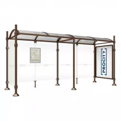 Abri arrêt de bus Province PROCITY - 5000 mm - avec bardage+vitrine - pommeau city