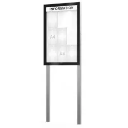 Vitrine extérieure sur poteaux Edge ép.54 mm PROCITY - Avec bandeau-titre