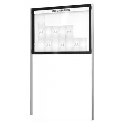 Vitrine d'affichage sur poteaux Edge ép.80 mm PROCITY - avec bandeau titre