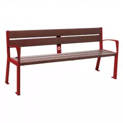 Banc plastique recyclé 5 lames Silaos® PROCITY - avec accoudoirs Banc plastique recyclé 5 lames Silaos® PROCITY - avec accoudoirs