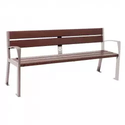 Banc plastique recyclé 5 lames Silaos® PROCITY - avec accoudoirs Banc plastique recyclé 5 lames Silaos® PROCITY - avec accoudoirs