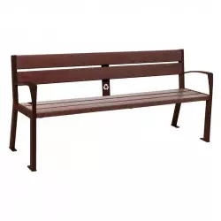 Banc plastique recyclé 5 lames Silaos® PROCITY - avec accoudoirs Banc plastique recyclé 5 lames Silaos® PROCITY - avec accoudoirs